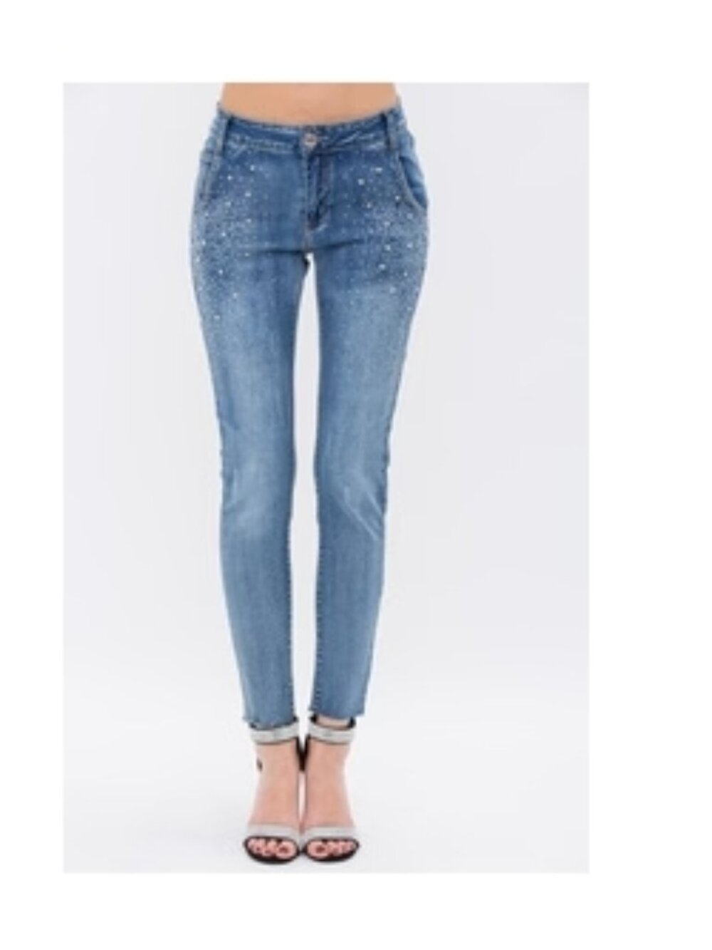 NWOT VOCAL Bling Jeans Raw hem Skinny Medium